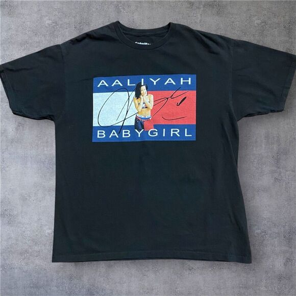 Tops - Coke Magic Aaliyah Babygirl Tommy Logo Black Cotton Tee Unisex Size XL